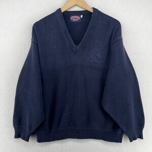 US OPEN Sweater Mens M 1994 Americas Grand Slam Tennis NUTMEG MILLS Blue USA VTG